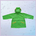 Green Hooded Long Pvc Rain Coats With Cartoon Printed For Promotion